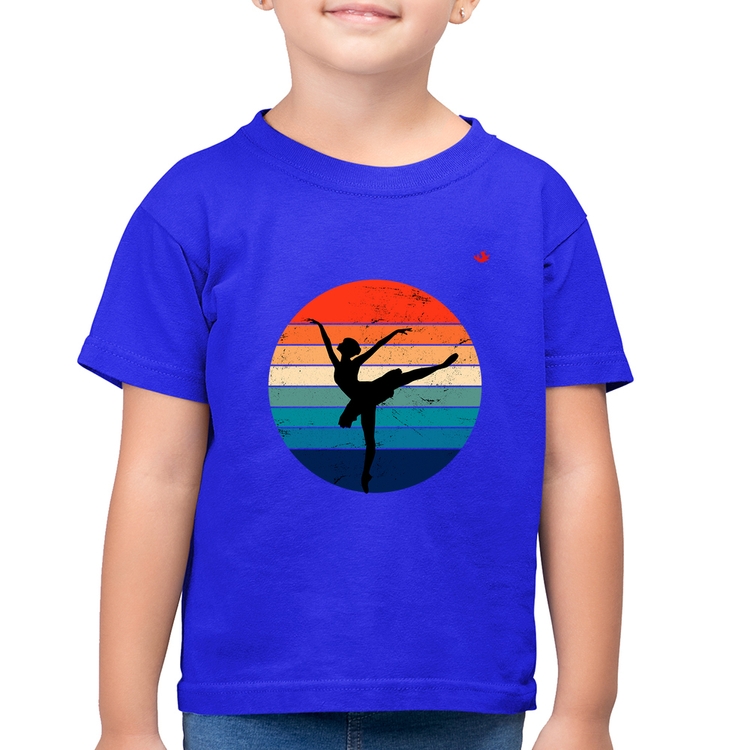 Camiseta Algodão Infantil Ballet Vintage Sunset - Azul Royal