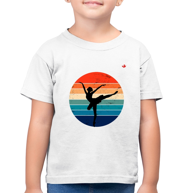 Camiseta Algodão Infantil Ballet Vintage Sunset - Branca
