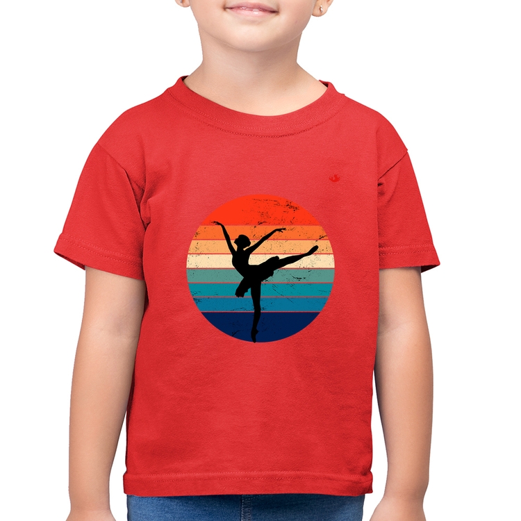 Camiseta Algodão Infantil Ballet Vintage Sunset - Vermelha