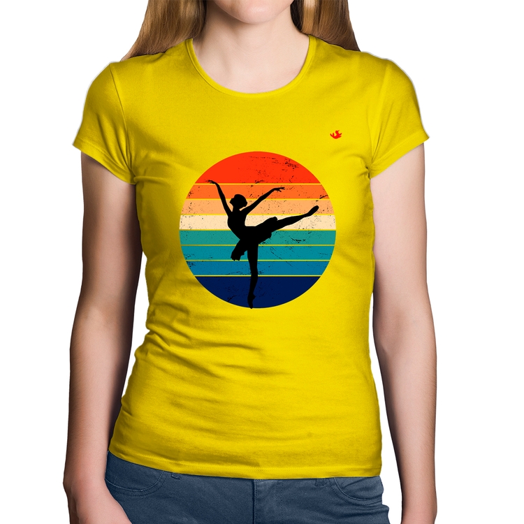 Baby Look Algodão Ballet Vintage Sunset - Amarela