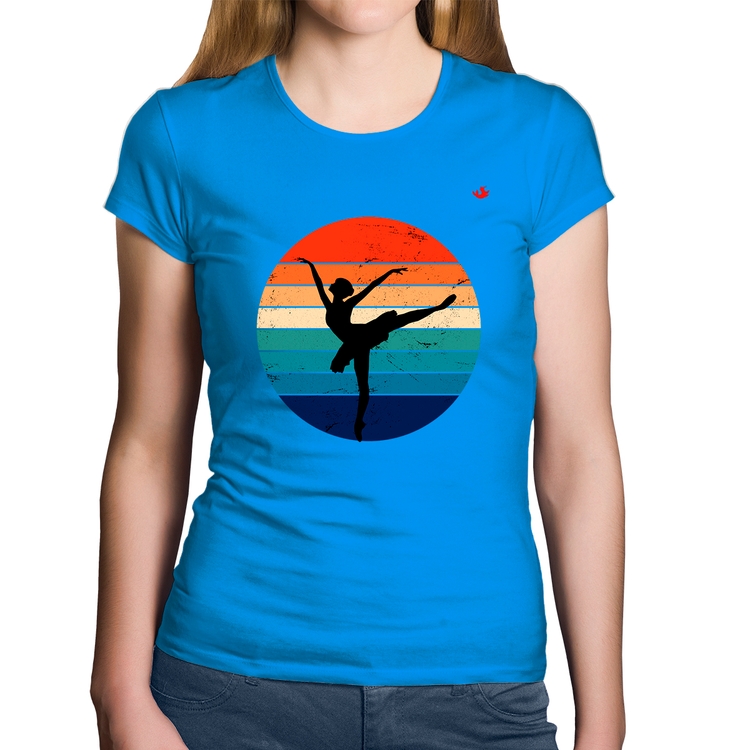 Baby Look Algodão Ballet Vintage Sunset - Azul