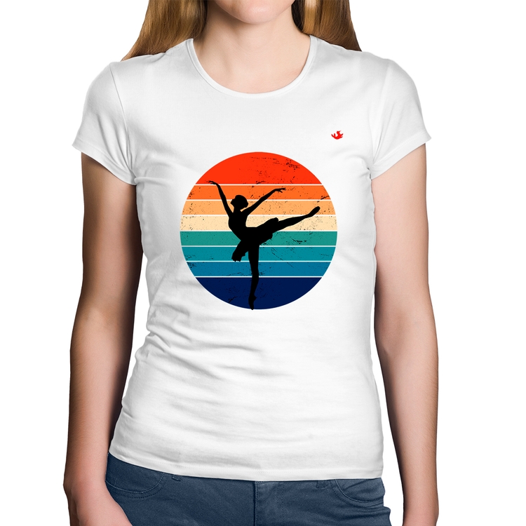 Baby Look Algodão Ballet Vintage Sunset - Branca