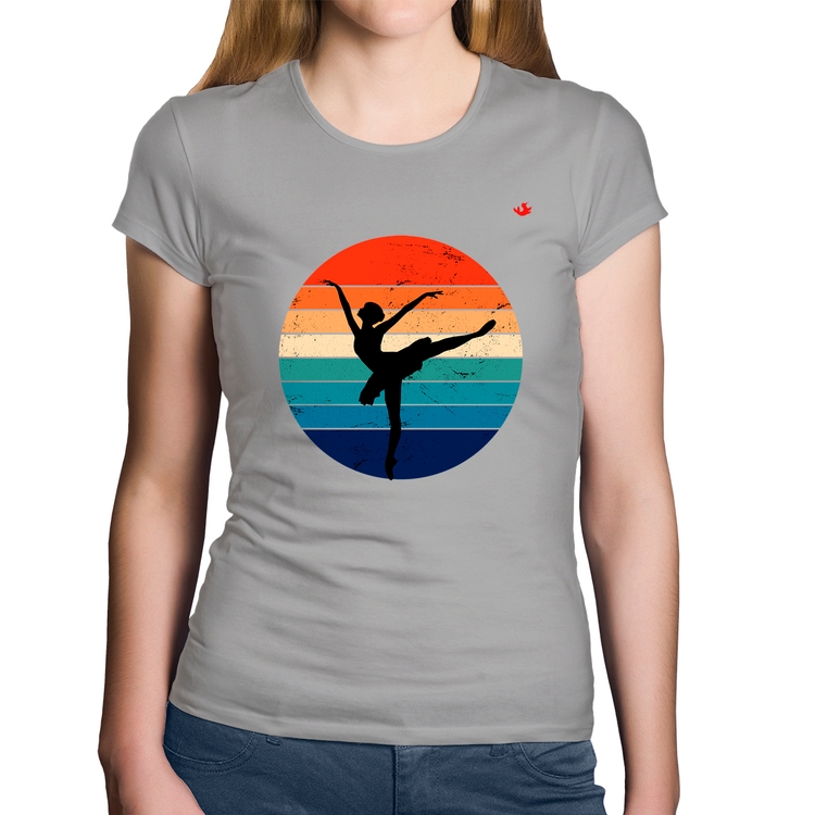 Baby Look Algodão Ballet Vintage Sunset - Cinza