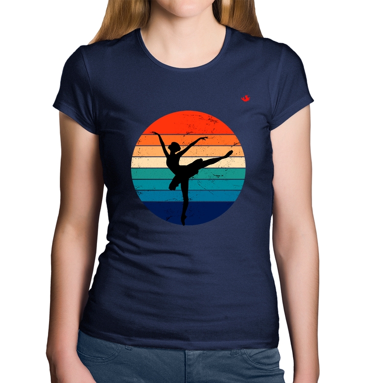 Baby Look Algodão Ballet Vintage Sunset - Marinho