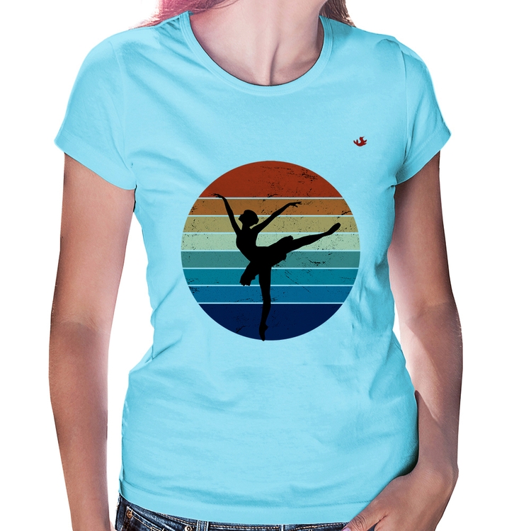 Baby Look Ballet Vintage Sunset - Azul Bebê