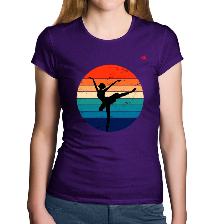 Baby Look Algodão Ballet Vintage Sunset - Roxa