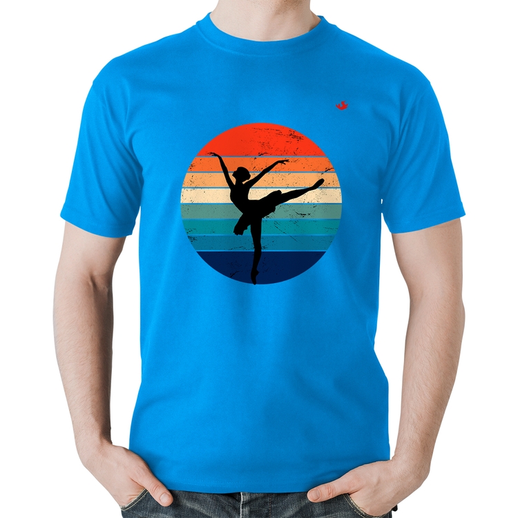 Camiseta Algodão Ballet Vintage Sunset - Azul