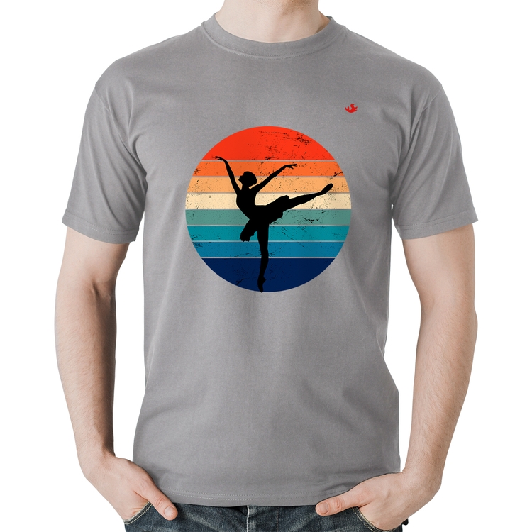Camiseta Algodão Ballet Vintage Sunset - Cinza