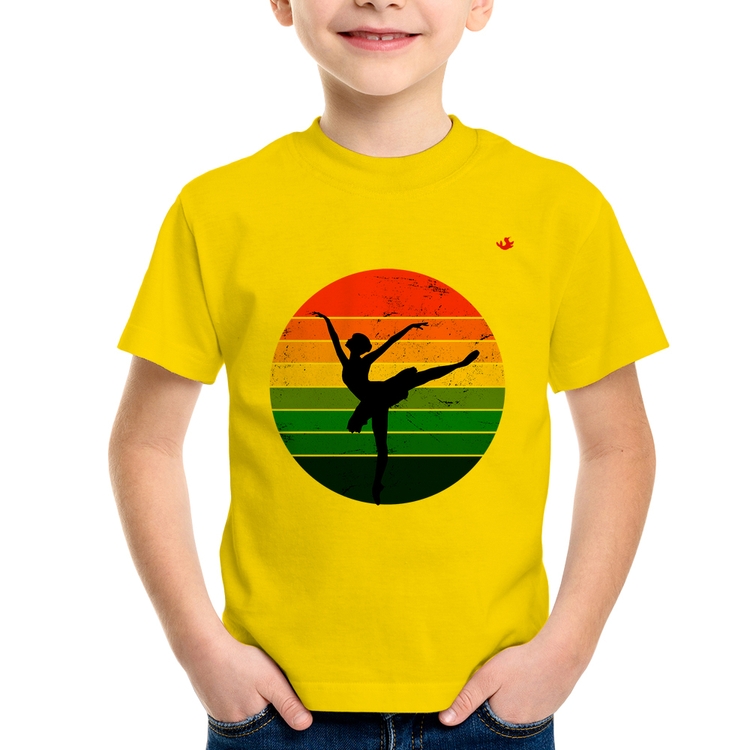 Camiseta Infantil Ballet Vintage Sunset - Amarela