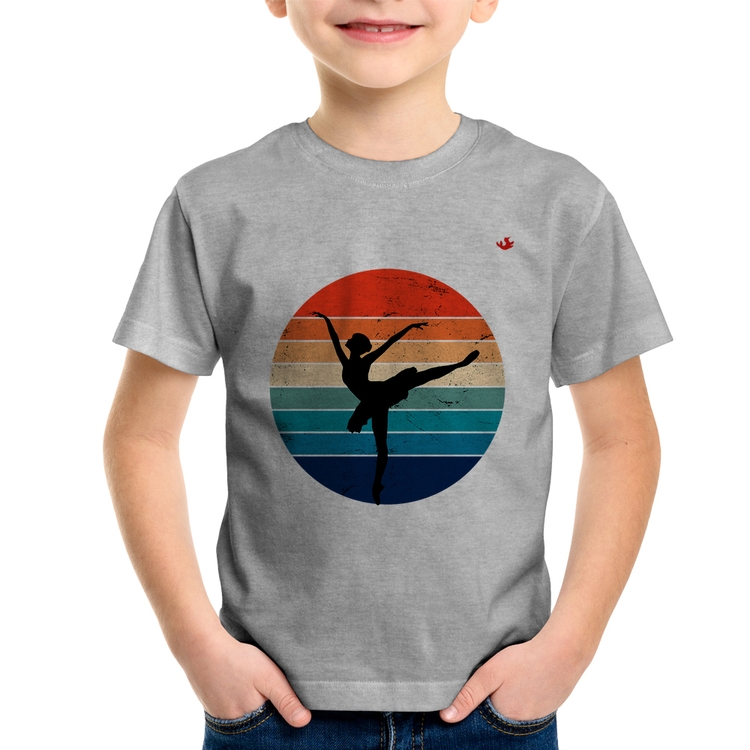 Camiseta Infantil Ballet Vintage Sunset - Cinza