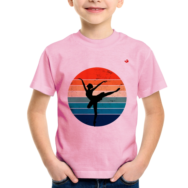 Camiseta Infantil Ballet Vintage Sunset - Rosa Bebê