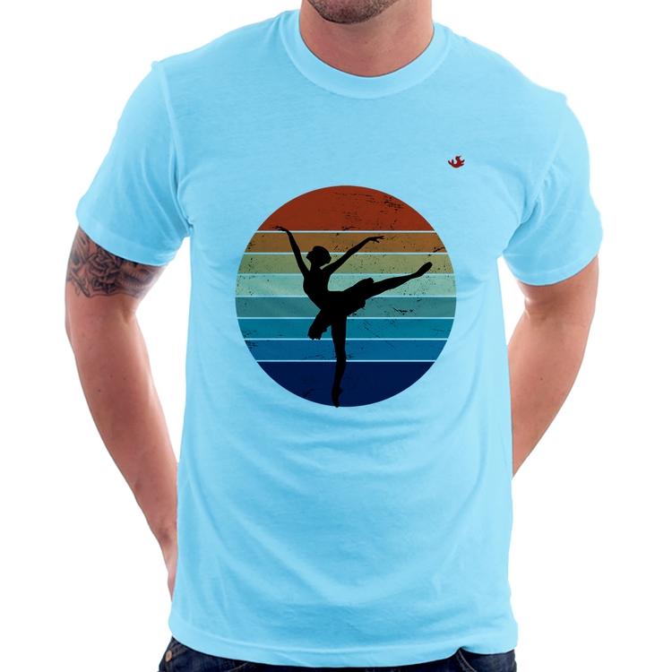 Camiseta Ballet Vintage Sunset - Azul Bebê