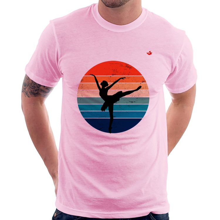 Camiseta Ballet Vintage Sunset - Rosa Bebê