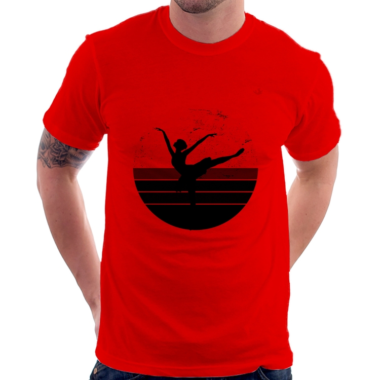 Camiseta Ballet Vintage Sunset - Vermelha
