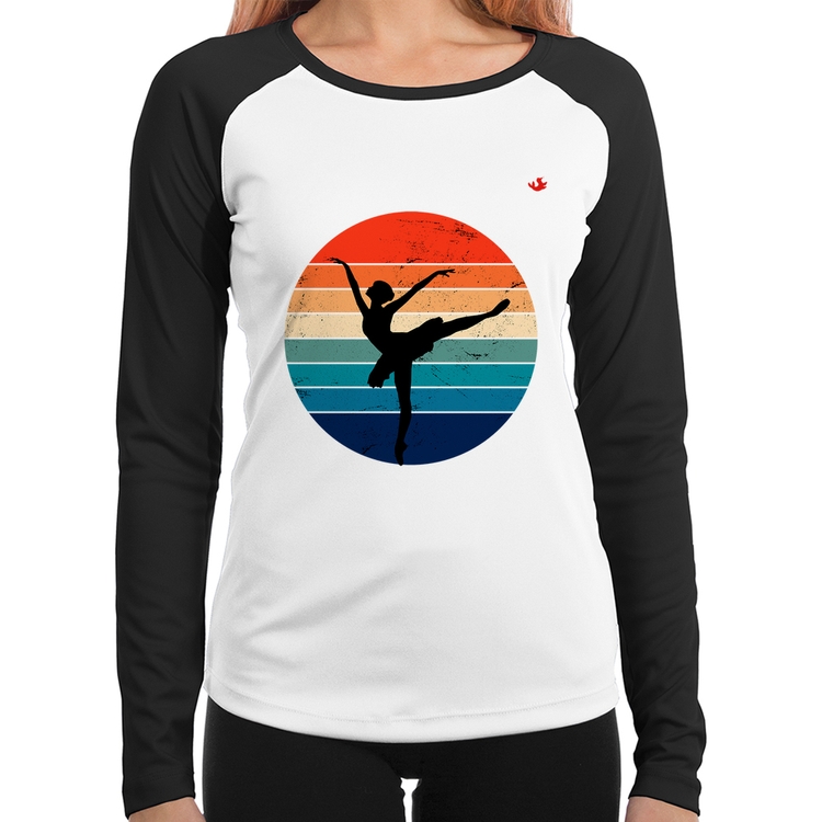 Baby Look Raglan Ballet Vintage Sunset Manga Longa