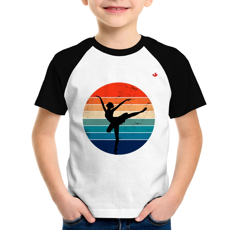 Camiseta Raglan Infantil Ballet Vintage Sunset