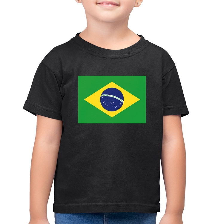 Camiseta Algodão Infantil Bandeira Brasil