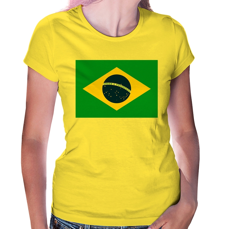 Baby Look Bandeira Brasil - Amarela