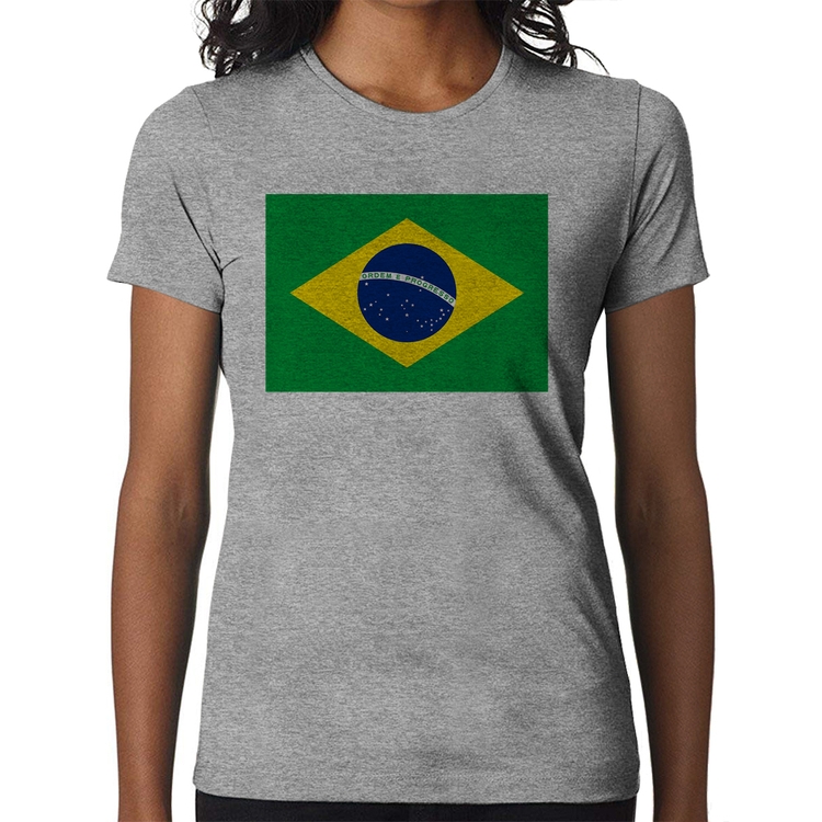 Baby Look Bandeira Brasil - Cinza