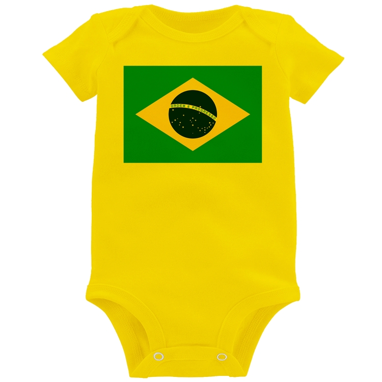 Body Bebê Bandeira Brasil - Amarelo
