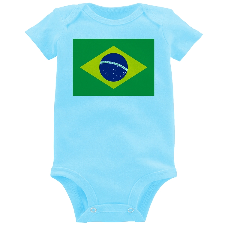 Body Bebê Bandeira Brasil - Azul Bebê