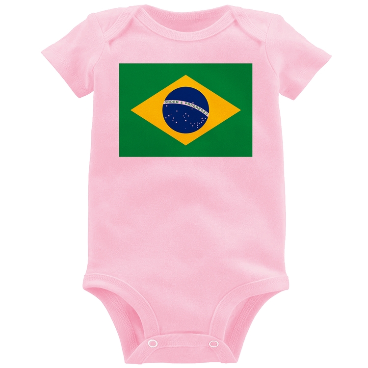 Body Bebê Bandeira Brasil - Rosa Bebê