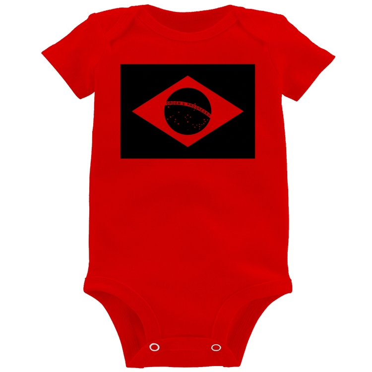 Body Bebê Bandeira Brasil - Vermelho
