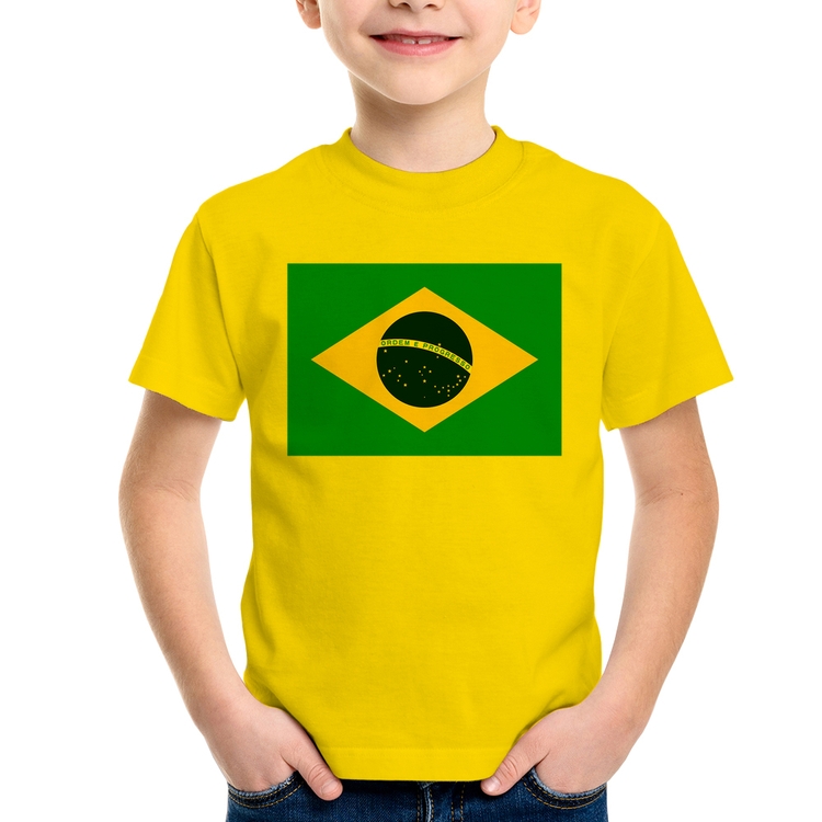 Camiseta Infantil Bandeira Brasil - Amarela