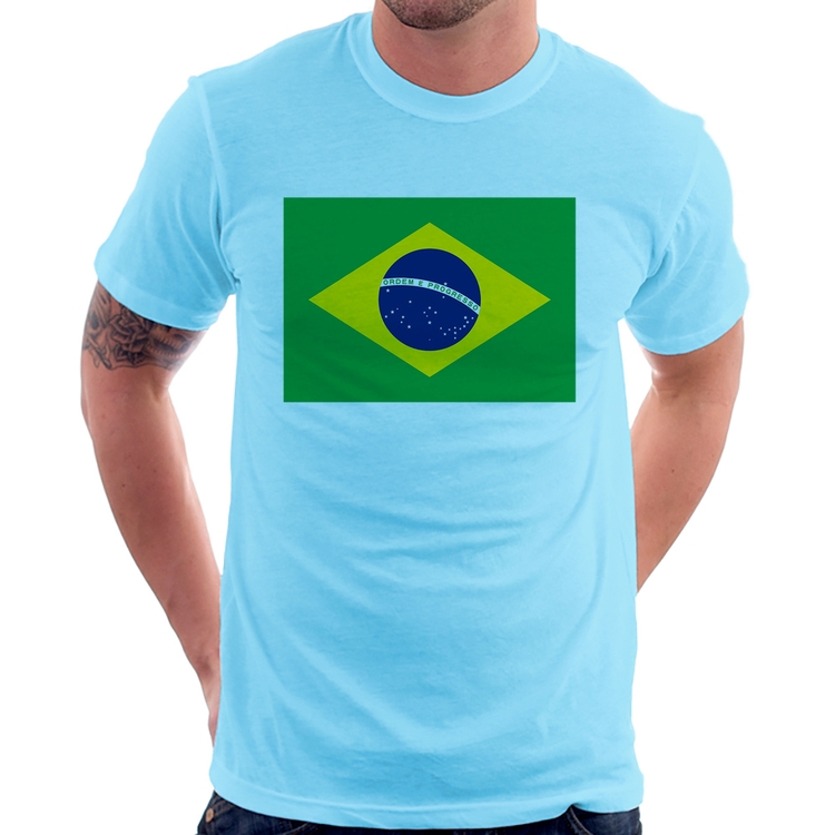 Camiseta Bandeira Brasil - Azul Bebê