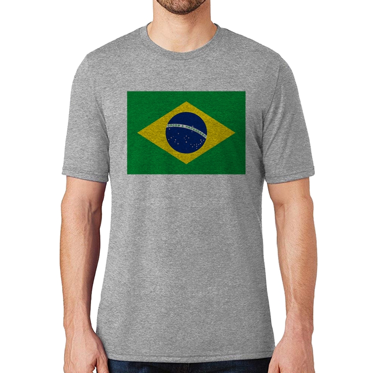 Camiseta Bandeira Brasil - Cinza