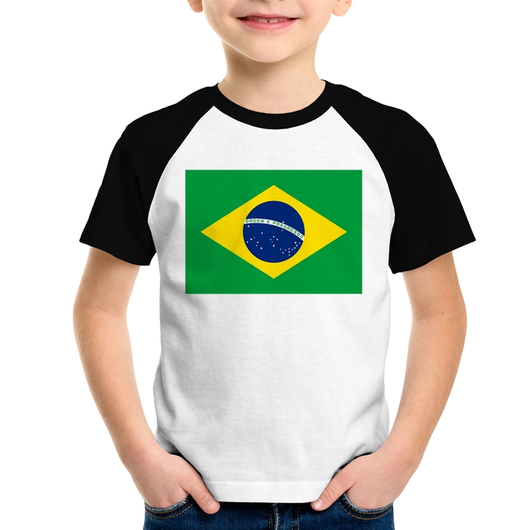 Camiseta Raglan Infantil Bandeira Brasil