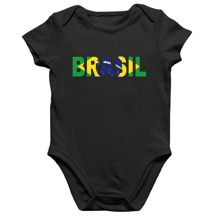 Body Bebê Algodão Bandeira Brasil Letras