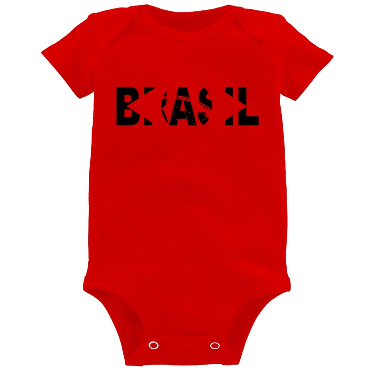 Body Bebê Bandeira Brasil Letras - Vermelho