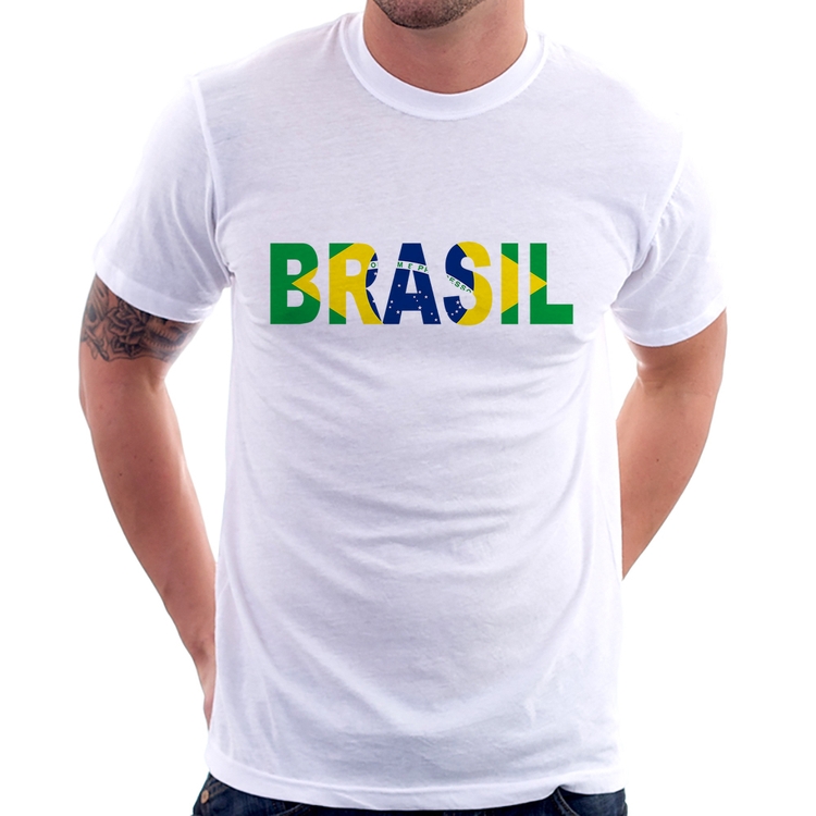 Camiseta Bandeira Brasil Letras