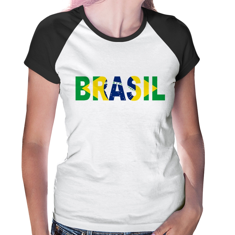 Baby Look Raglan Bandeira Brasil Letras