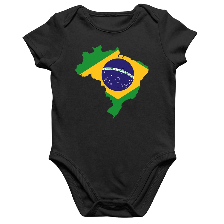 Body Bebê Algodão Bandeira Brasil Mapa