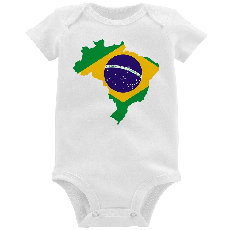 Body Bebê Bandeira Brasil Mapa