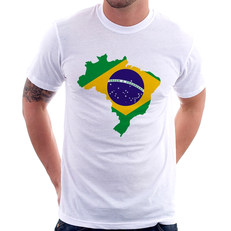 Camiseta Bandeira Brasil Mapa