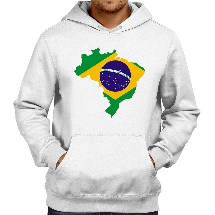 Moletom Bandeira Brasil Mapa - Branco