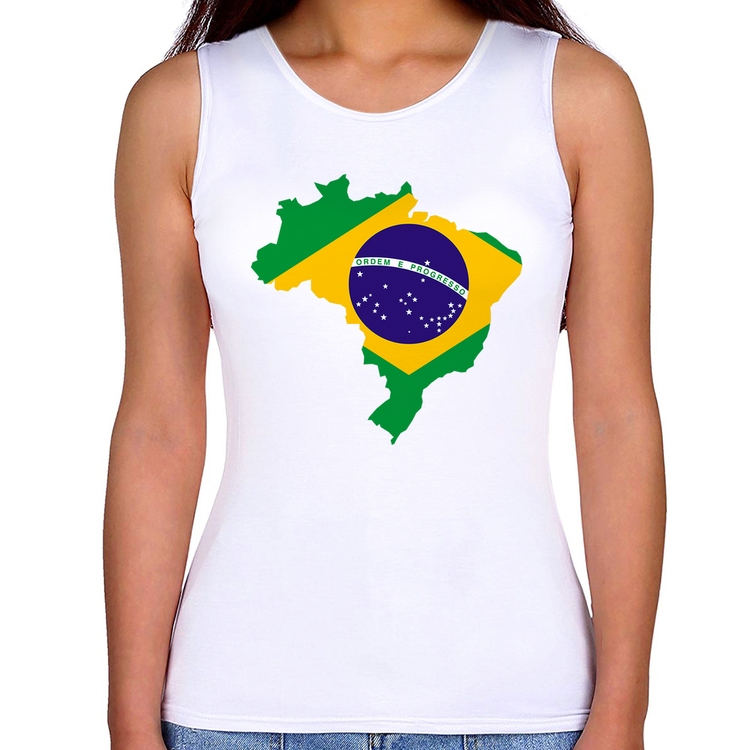 Regata Feminina Bandeira Brasil Mapa