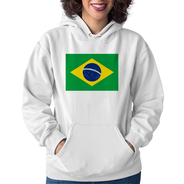 Moletom Feminino Bandeira Brasil - Branco