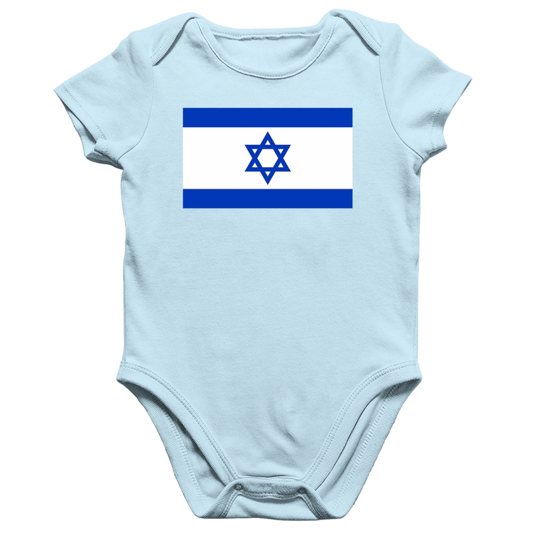 Body Bebê Algodão Bandeira Israel - Azul Bebê
