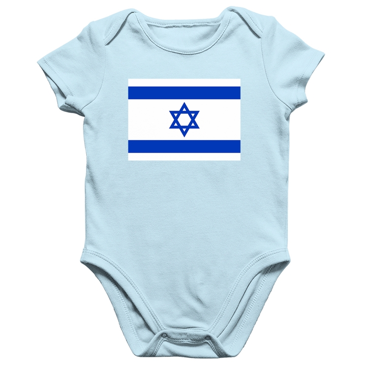 Body Bebê Algodão Bandeira Israel - Azul Bebê