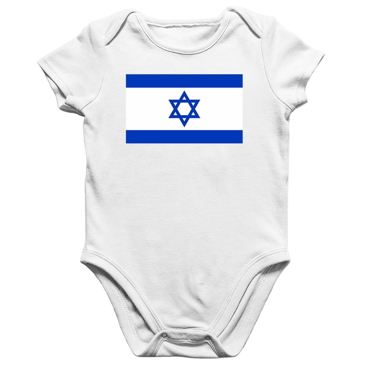 Body Bebê Algodão Bandeira Israel - Branco