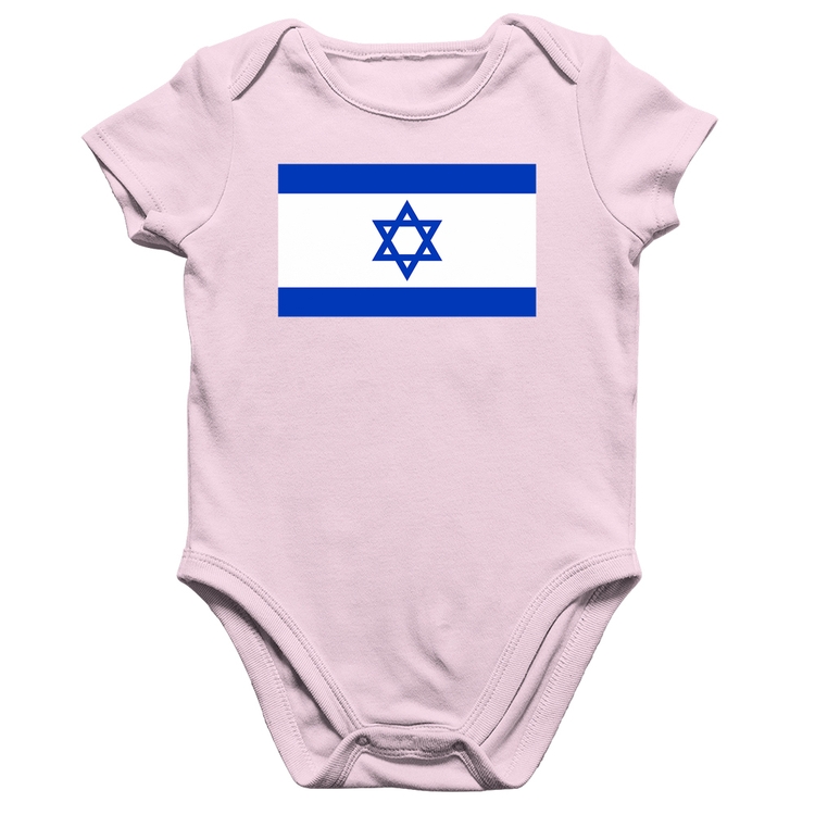 Body Bebê Algodão Bandeira Israel - Rosa Bebê