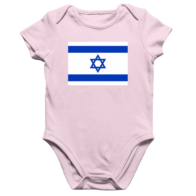 Body Bebê Algodão Bandeira Israel - Rosa Bebê