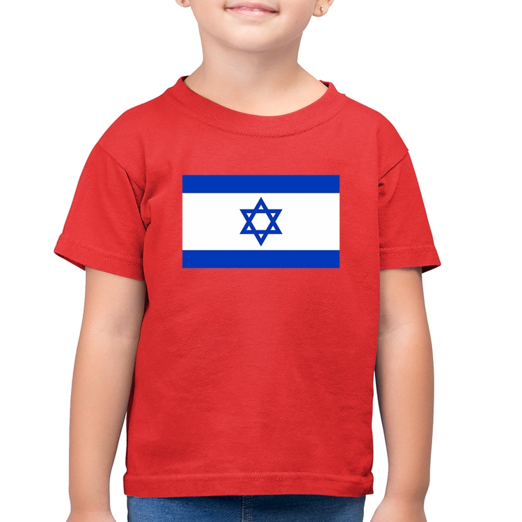 Camiseta Algodão Infantil Bandeira Israel - Vermelha