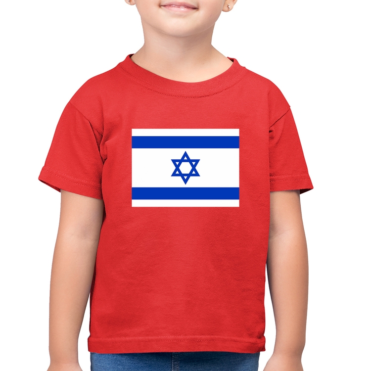 Camiseta Algodão Infantil Bandeira Israel - Vermelha