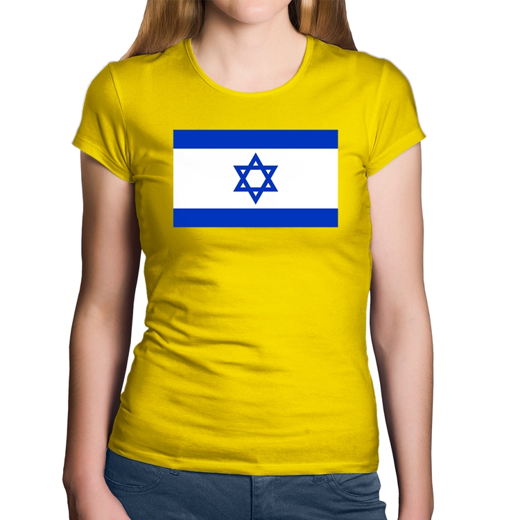 Baby Look Algodão Bandeira Israel - Amarela