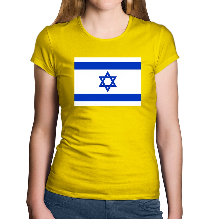 Baby Look Algodão Bandeira Israel - Amarela